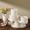 18-Piece Plates and Bowls Set, Porcelain Dinnerware Sets for 6 Service, Modern Dish Set-Chip and Scratch Resistant, Dishwasher & Microwave Safe, Creamy White