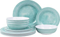 AELS Melamine Dinnerware Set of 12 Pcs, Dinner Dishes Set for Indoor and Outdoor Use, Melamine Plates and Bowls Set for 4, Dishwasher Safe, Lightweight Unbreakable, BPA Free, Green