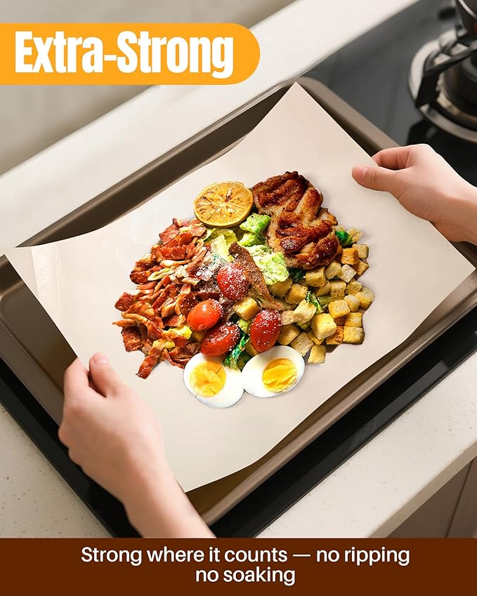 Parchment Paper Sheets, 280 Precut Unbleached Baking Paper Sheets for Oven, Air Fryer, Grilling, Steaming – Non-Stick, Greaseproof Quarter Sheet Liners for Cookies【Food-Safe White, 9" x 13"】