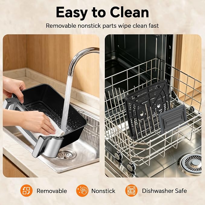 Emphsism 12QT Large Dual Zone Air Fryer with Divider, Match Cook & Smart Finish, Air Fry/Roast/Bake/Toast/Dehydrate/Reheat/Keep Warm/Preheat, Nonstick Dishwasher-Safe Basket, Digital Touchscreen