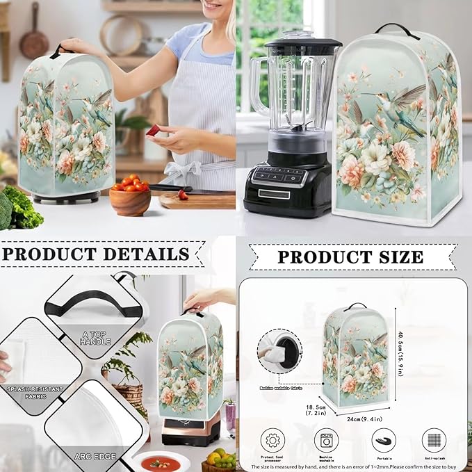 Hummingbird Toaster Cover Blender Cover Set Flower Kitchen Appliance Accessories Washable Coffee Maker Protection Dustproof Washable