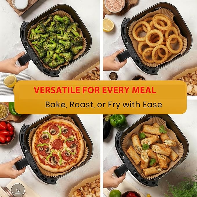 400 Pcs 8 Inch Square Air Fryer Paper Liners Disposable Parchment Liners Made of Unbleached Food Grade Paper for Non Stick Oil Proof Cooking in 5 to 8 QT Air Fryer Baskets