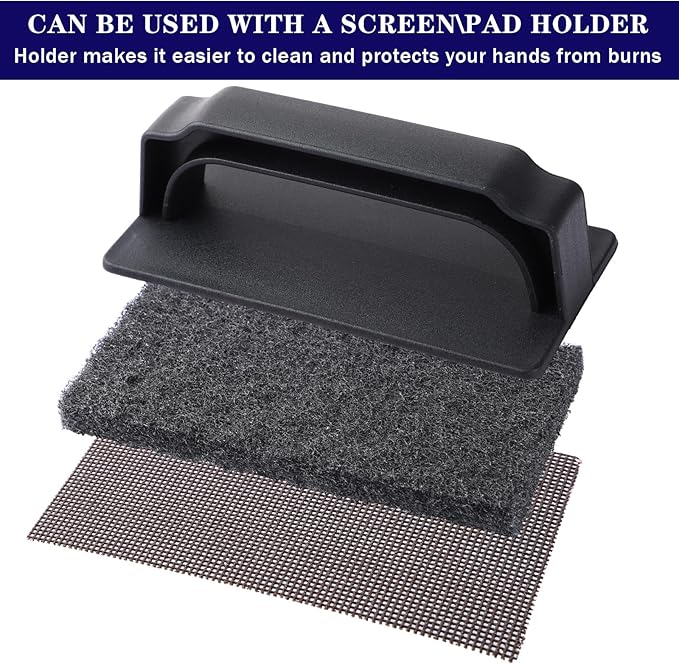 Reallnaive 124 Pcs Griddle Cleaning Kit Screen Holder Grill Screens Cleaning Pads Heavy Duty Abrasive Mesh Pads for Flat Tops, Cast Iron, Stainless Steel Griddle Cleaner Accessories Bundle (Black)