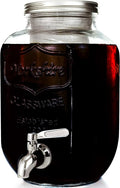 Willow & Everett Cold Brew Coffee & Iced-Tea Maker Pitcher, 1 Gal Glass Dispenser w/Metal Spigot & Mesh Filter Iced Coffee & Sun Tea Brewing System