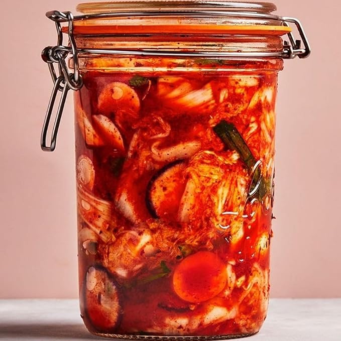 Le Parfait Super Terrine 1L (32oz) Zero Waste Eco-Friendly Glass Canning Jar, Airtight Rubber Seal & Wire Bail Lid, BPA-Free, Water Bath Safe for Food Storage & Preserving, Made in France