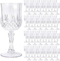 48 Pack Transparent Plastic Wine Glasses, Vintage Plastic Goblets for Parties, Drinking Glasses Unbreakable Glassware Crystal Water Goblets Reusable Drinkware for Wedding Reception Grand Event Party