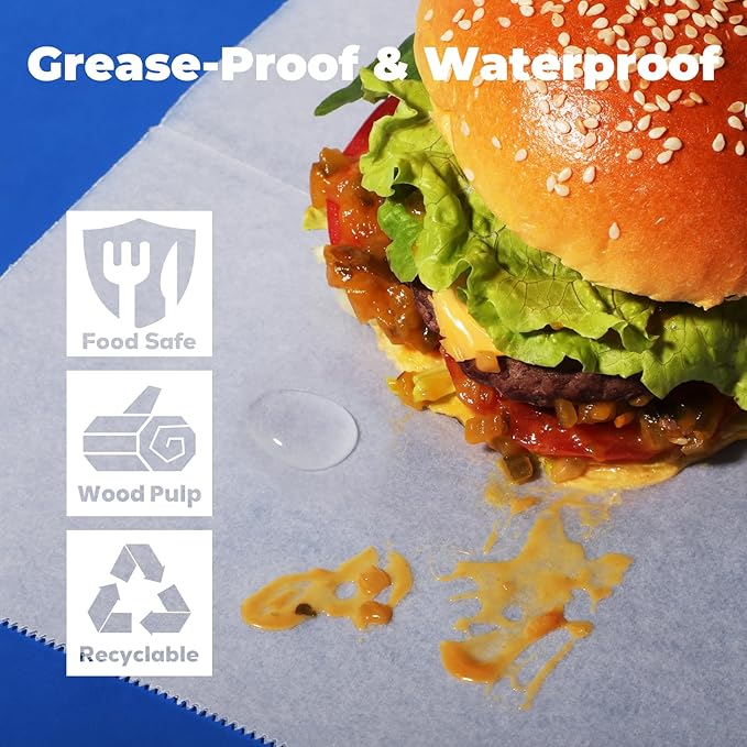 Fit Meal Prep [500 Pack] 6 x 10.75" Wax Paper Sheets for Food, Interfolded Precut Deli Paper, Pop Up Grease-Proof Sandwich Paper Wraps, Waterproof for Lunch, Food Basket, Microwave Cover, BBQ