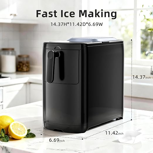 Antarctic Star Portable Countertop Ice Maker with Self-Cleaning, 18Lbs/24H, One-Touch Operation, Ice Scoop for Home, Kitchen, Office(Black)