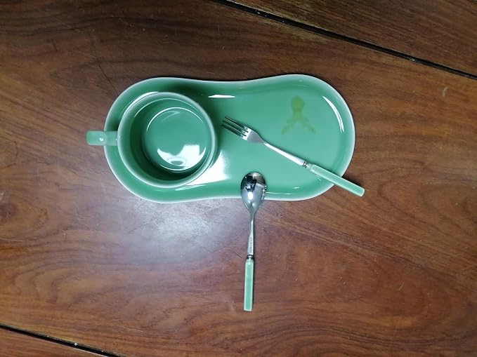 Longquan UNESCO Heritage Celadon Coffee Set Double-glazed collector's edition with oval-shaped plates and tableware - handcrafted plum green glaze ceramic gift box (1, Plum green glaze)