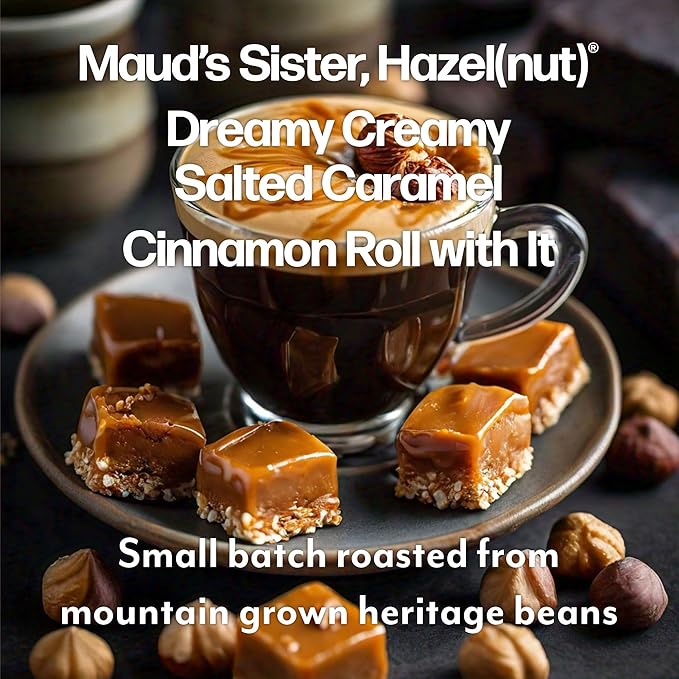 Maud's Salted Caramel, Sweet Hazelnut & Cinnamon Roll Flavored Pods Bundle, 54 ct, Medium Roast Flavored Coffee in Single Serve Pods – 100% Arabica Coffee, Compatible with Keurig K Cups Maker
