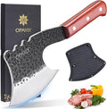 OPAYLY Meat Bone Cleaver Knife Heavy Duty Bone Choppe for Meat Cutting Hand Forged Butcher Axes with Cover cleavers High Carbon meat cleaver for Kitchen Outdoor Camping BBQ gifts for men