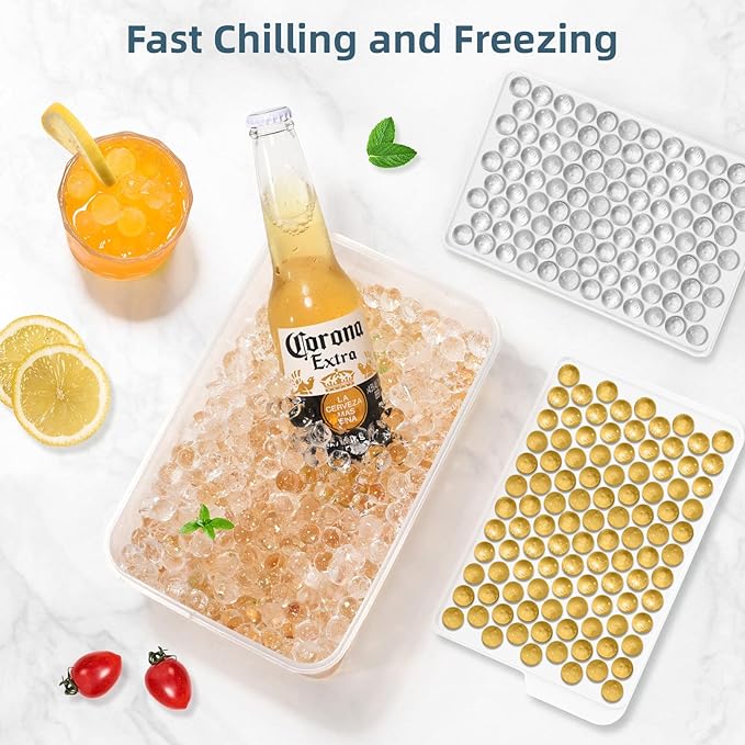 WIBIMEN Mini Ice Cube Trays, 0.55” Tiny Pebble Ice for Iced Coffee & Cocktails, Fast Chill, Easy Twist Release, Stackable with Lid & Storage Bin (4 Pack, White)