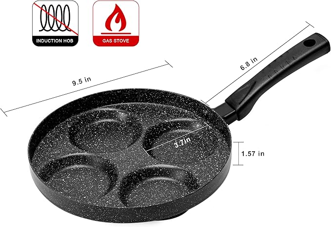 MyLifeUNIT Nonstick Egg Frying Pan and 4 Cup Egg Pan Bundle for Breakfast, Pancake, Hamburger, Sandwiches, Suitable for Gas Stove & Induction Cookware