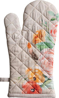 Maison d'Hermine Oven Gloves 100% Cotton Oven Mitt 7" x 13" with Loop Heat Resistant BBQ Cooking Gloves Baking Grilling Gifts for Mothers Day Spring/Summer (Pack of 1, Ibiza - Beige)