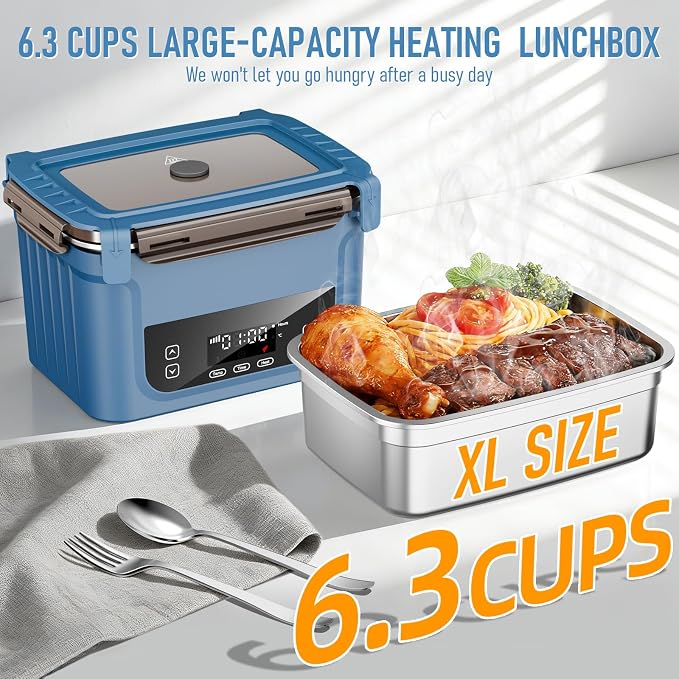2026 Upgraded Cordless Electric Lunch Box, 20,800mAh Rechargeable Electric Lunch Box Extra-Large 1.5L Self-Heating Lunch Box for Adults, Food Warmer for Office Travel & Outdoor Use