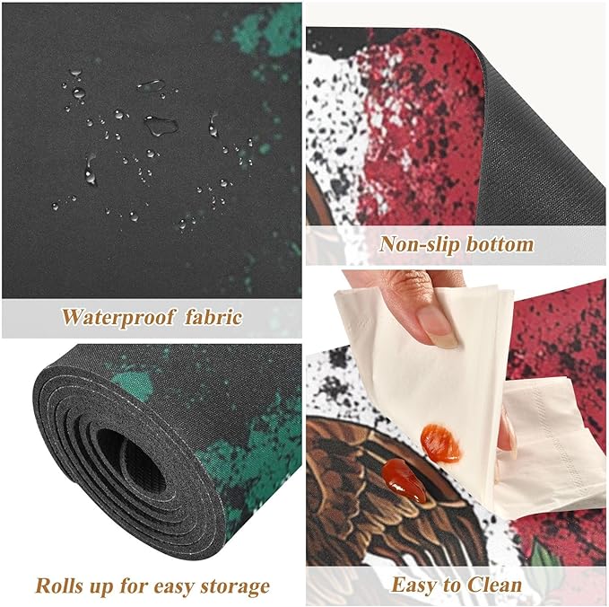 2-in-1 Table Runner Trivet for Hot Dishes Heat Resistant Hot Plate Mat Pad 39x12 Inch Waterproof Table Protector Trivets for Countertop Decorative Mexican Eagle Flag Graffiti Artistic