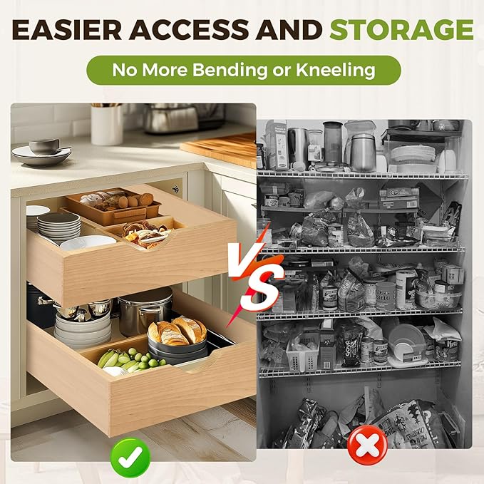 Pull Out Drawers for Cabinet 27" W x 23" D x 4.5" H Wood Slide Out Organizer and Storage Kitchen Cabinet Drawers Slide Out Shelves Pull Out Shelves in Kitchen Pantry Bathroom with Soft Close