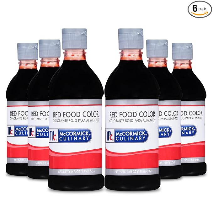 McCormick Culinary Red Food Coloring, 16 fl oz (Pack of 6) - Six 16 Fluid Ounce Bottles of Red Food Coloring Liquid for Adding Rich Color to Cakes, Cookies, Icings, and More