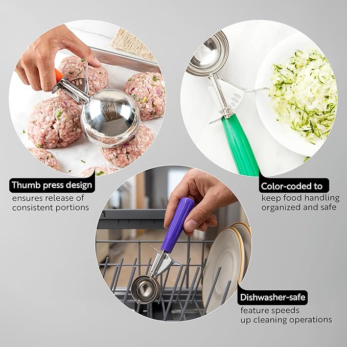 Restaurantware Met Lux 2 Ounce Portion Scoop 1 Trigger Release Cookie Scoop - With Yellow Handle Stainless Steel Disher For Portion Control Scoop Cookie Dough Cupcake Batter Or Ice Cream