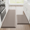 StepRite Kitchen Mats, 2PCS Kitchen Rugs, Cushioned Anti Fatigue Kitchen Mats for Floor, Non-Slip Standing Desk Mat, Waterproof Kitchen Rug Set for Kitchen, 20" x 32"+20" x 48"-Full 1 inch Thick,Khaki