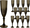 Plastic Champagne Flutes, Champagne Glasses Bulk, Reusable Unbreakable Acrylic Wine Glasses Goblets for Weddings Bachelor Parties Toasting Bridal Shower (12, Black)