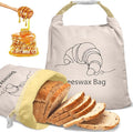 Cotton Beeswax Bread Bag (2 Pack) Reusable Double-Lock Freezer Safe for Homemade Sourdough Bread Food Storage Gifts for Sourdough Bakers (Pattern 1)