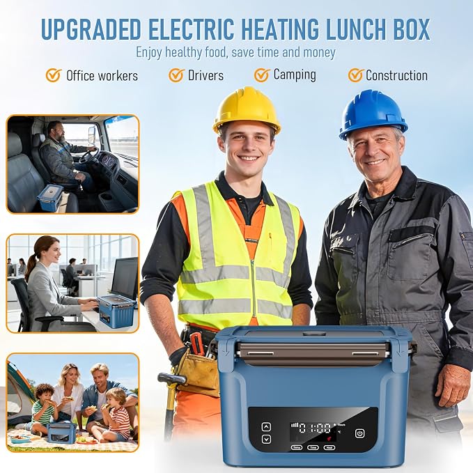 2026 Upgraded Cordless Electric Lunch Box, 20,800mAh Rechargeable Electric Lunch Box Extra-Large 1.5L Self-Heating Lunch Box for Adults, Food Warmer for Office Travel & Outdoor Use