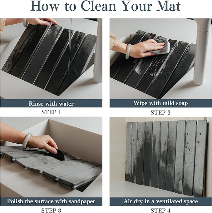 2pcs Stone Dish Drying Mat for Kitchen Counter, Quick-Dry Diatomaceous Earth Water Absorbent Pad & Countertop Drainer, Home Essentials for Bath and Pets - White, 24x16’’ & 8x4’’