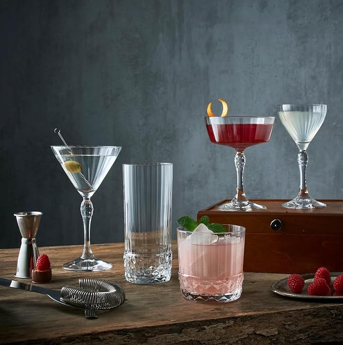 Bormioli Rocco America '20s 13.5 oz. Long Drink Drinking Glasses, Clear, Set of 4