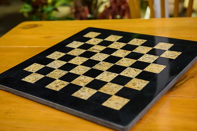 RADICALn 15 Inches Handmade Marble Black and Coral Chess Board | Natural Marble Veining, Luxury Decor, Elegant Gift, Home Decor, Chess Board for adults