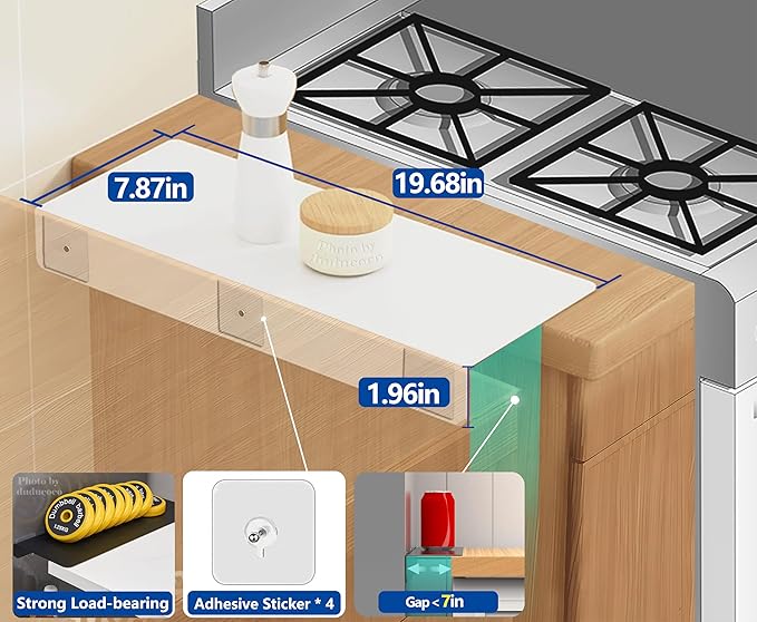 Metal Kitchen Refrigerator Gap Partition Countertop Gap Extension Board, Refrigerator Side Partition, Gap Covers Between Countertop And Walls, No Drill (White, 19.68 * 7.87inch)