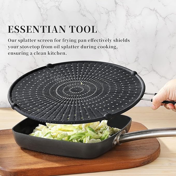 Silicone Splatter Screen for Frying Pan,Grease Splatter Guard,Heat-Resistant Splatter Guards for Cooking,Dishwasher Safe (9.8", 11.4", 13")