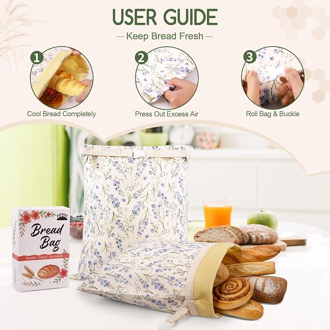 Beeswax Bread Bags for Sourdough, 2 Pack Reusable Bread Bag for Storage XL 17x13 Inch, Powder Blue Bread Bags for Homemade Sourdough - Keep Fresh, Freezer Safe
