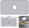 Bestjing Silicone Sink Protectors for Kitchen Sink with Center Drain - 29.7"x 15.5" Kitchen Protector Accessory, Non-Slip Heat Resistan Mat for Bottom of Farmhouse Stainless Steel Porcelain (Gray)