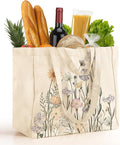 Miss Adola Large Canvas Grocery Tote Bag - Reusable Extra Large Shopping Shoulder Bags with 6 Inner Pockets & 2 Handle Strap