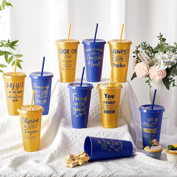 Uiifan 30 Pcs Inspirational Cups Bulk Appreciation Gifts for Employee Coworker Staff Team Thank You Gifts, Office Prizes for Adults Work Party Favors, Associates, Giveaways (Blue,Gold)