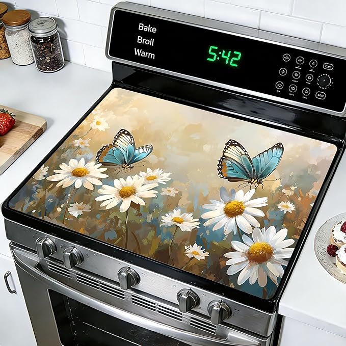 Stove Top Covers for Electric Stove: Heat Resistant Protector Glass Stove Top Expands Counter Space, Stylish Kitchen Decor (J2483)