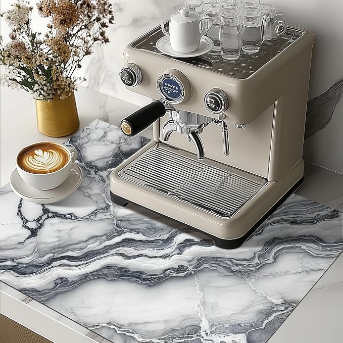HOMETITUTE Marble Stove Top Cover for Electric 28x20 Inch Diatomite Kitchen Stovetop Cover Protector for Glass Electric Cooktop Countertop Heat Scratch Resistant Pad Modern Decor
