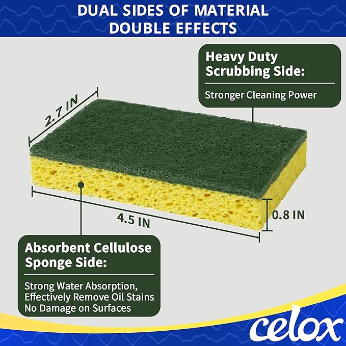 CELOX 36 Pack Dish Sponge for Kitchen, Dish Scrubber with Soap Dispenser for Pots, Dishes, Bowls