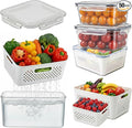 5 Pack Large Fruit Storage Containers for Fridge with Removable Colander-Plastic Food Storage Containers with Lids Airtight-Leak Proof Refrigerator Organizers and Storage of Vegetable -Produce Storage