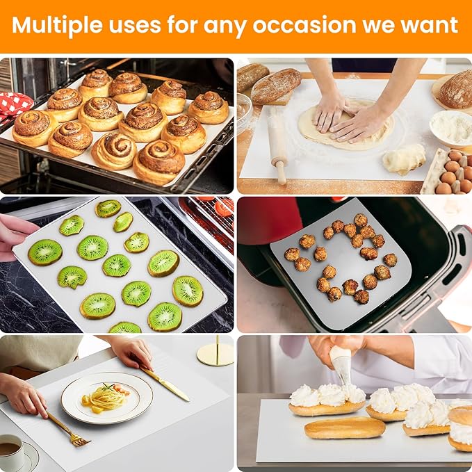Silicone Baking Mat Roll-Customizable Silicone Mat for Baking- Heat Resistant Silicone Macaron Baking Mat for Cookie Bread Pizza, Reusable& Dishwasher Safe