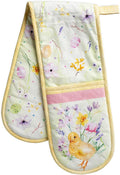 Maison d' Hermine Double Oven Mitts 100% Cotton 7"x35" Double Oven Mitt Heat Resistant BBQ Cooking Gloves with Loop Baking Grilling Gifts for Mothers Day Spring Summer (Easter Zest)