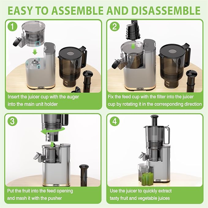 Cold Press Juicer, 6.5" Extra Large Feed Chute Juicer Machines, Hands-Free 350W Slow Masticating Juicer Machines with High Juice Yield for Whole Vegetables & Fruits, BPA Free, Silver