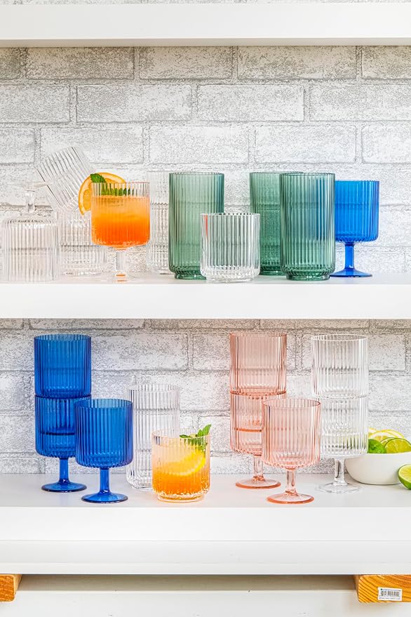 TarHong Mesa Premium Plastic Drinkware Jumbo Beverage, 22 Ounce, Sage Green, Set of 6