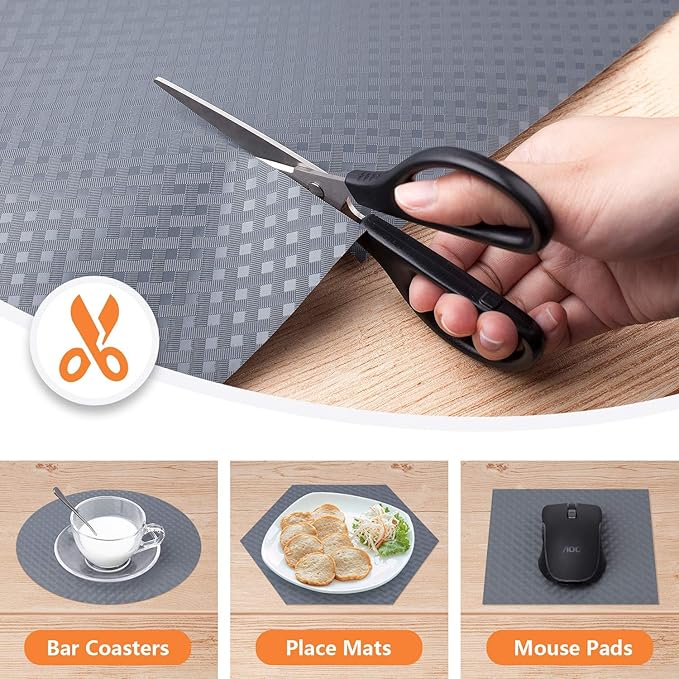 Shelf Liners for Kitchen Cabinets Refrigerator Liners Waterproof Kitchen Cupboard Liner Durable Plastic Drawer Mats EVA Material Non Adhesive Fridge Mats for Shelves - Gray 17.5 x 157.4 Inches