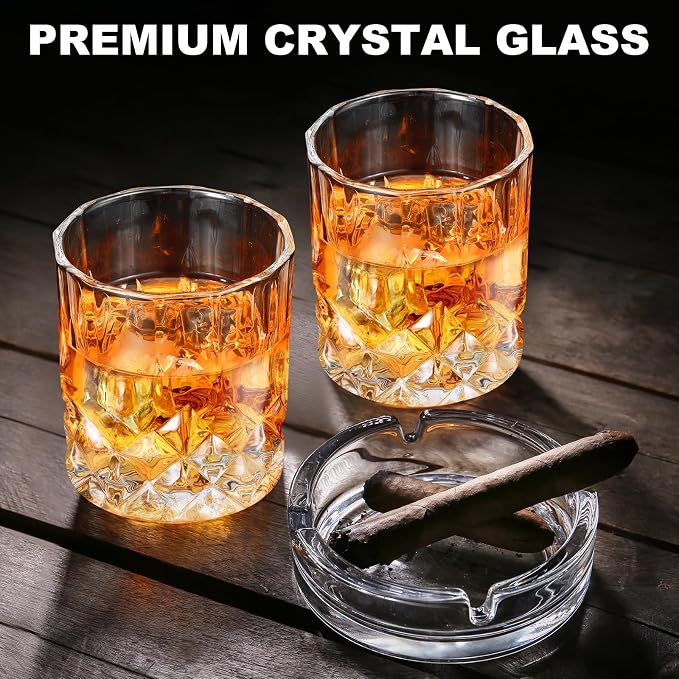 Yaomiao 24 Pcs 7 Oz Whiskey Glasses Set Old Fashioned Glasses Base Rocks Cups for Vodka Tequila Bourbon Whiskey Cocktails Scotch Liquor, Dishwasher Safe Christmas Holiday Men Women Gift