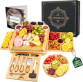 Bamboo Charcuterie Board Gift Set | Large Cheese Board with Hidden Drawers, Knives & Bowls | Perfect Housewarming, Wedding for Couples and Hosts