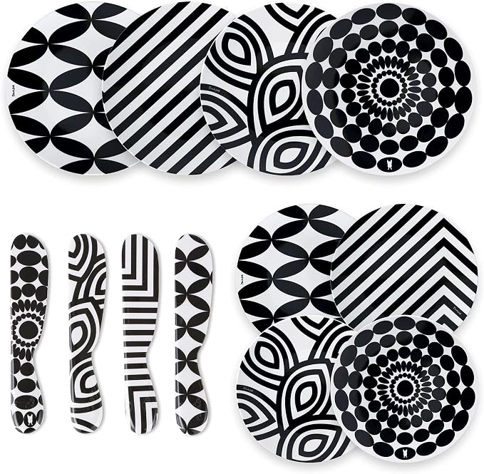 French Bull 12-Piece Dinnerware Set Black & White