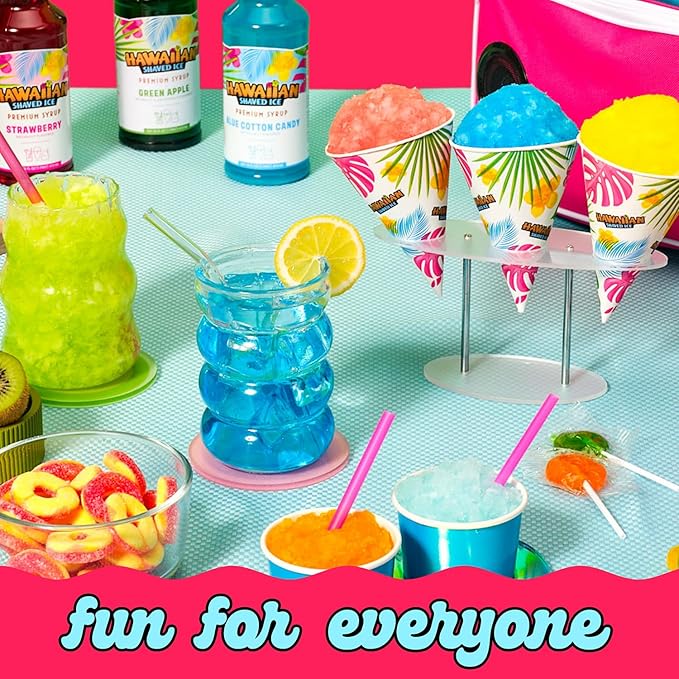 Hawaiian Shaved Ice Bahama Mama Syrup - Nut Soy Dairy Free - Flavor Fluffy & Crunchy Snow Cones - Shelf Stable - Makes 8 Servings - 16 ounces