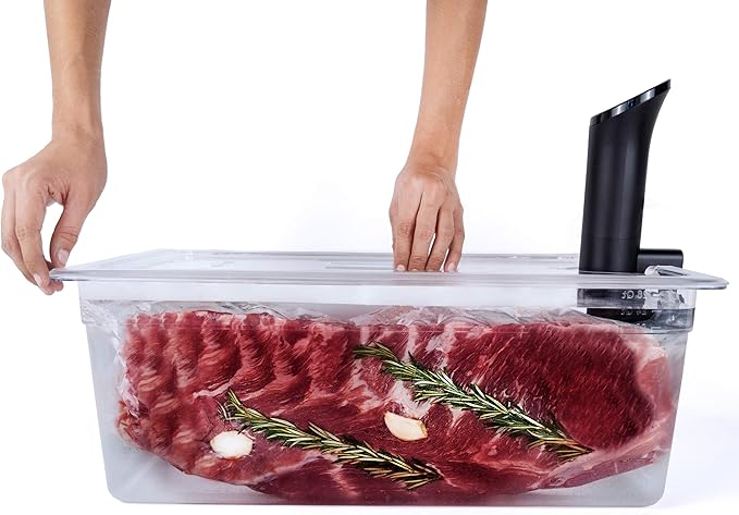 Väeske Large Sous Vide Container with Lid and Insulating Sleeve | Sous Vide Accessories | Compatible with Anova, Anova Nano, Joule, Instant Pot, Sous Vide Cookers (26 QT)